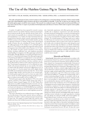 The Use of the Hairless Guinea Pig in Tattoo Research