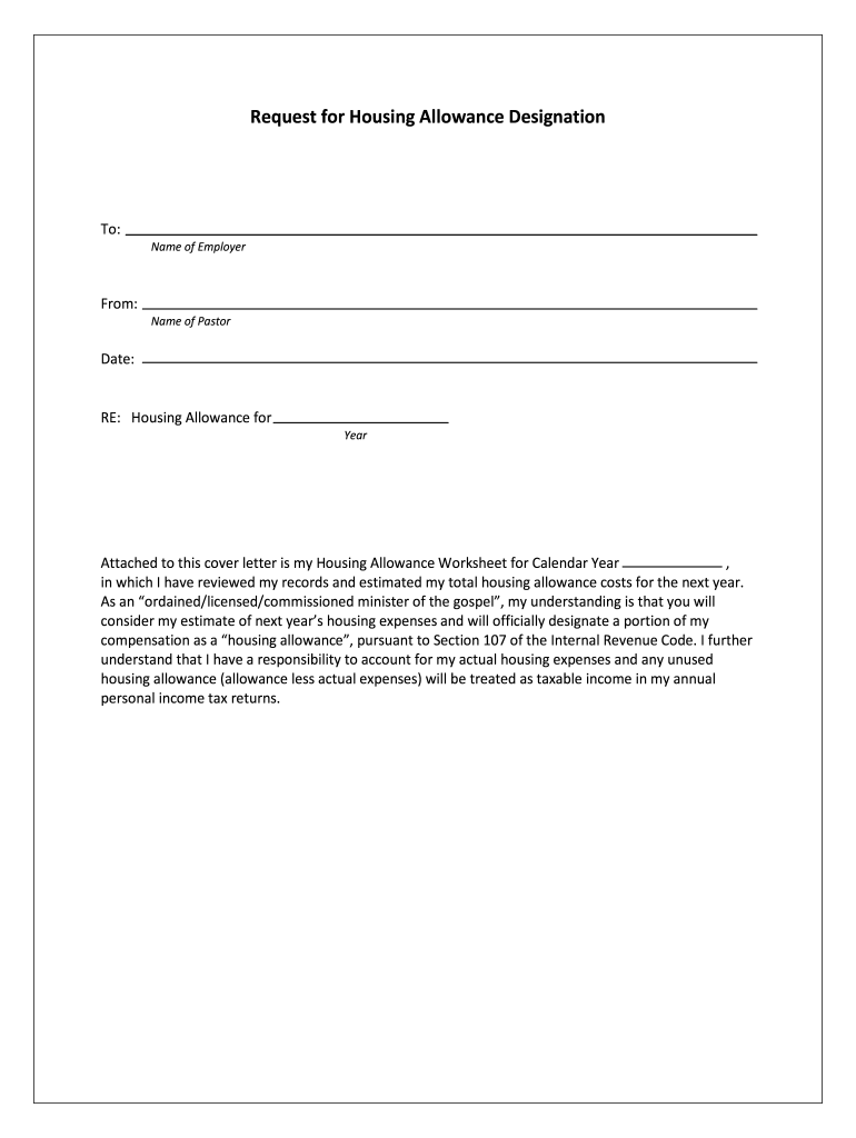 Housing Allowance Letter To Employee Fill Out Sign Online DocHub