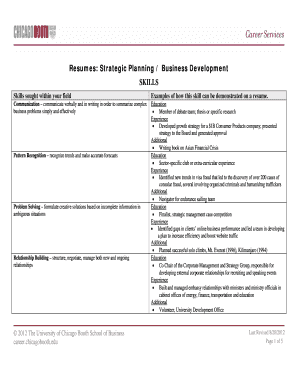 Resumes: Strategic Planning / Business Development