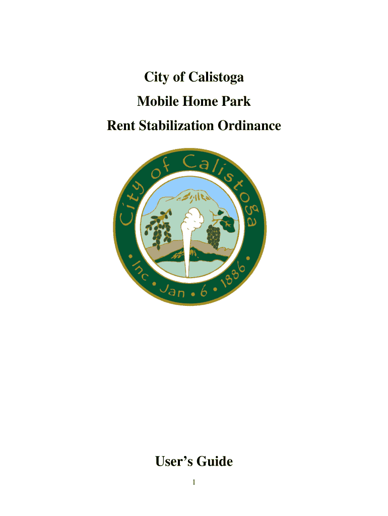 Fillable Online The City of Calistoga (City) adopted a Mobile Home Park