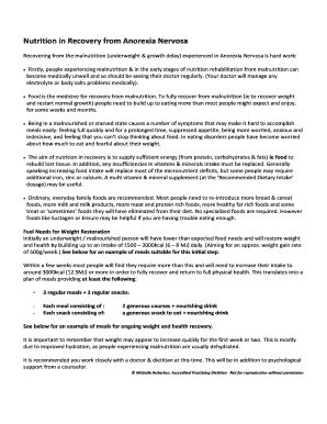 Fillable Online Nutrition in Recovery from Anorexia Nervosa Fax Email ...