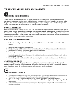 Fillable Online TESTICULAR SELF-EXAMINATION Fax Email Print - pdfFiller