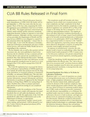 Fillable Online CLIA 88 Rules Released in Final Form Fax Email Print ...