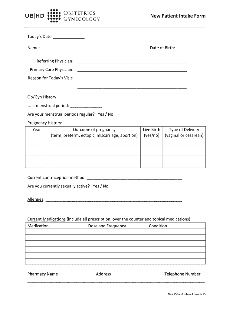 Fillable Online Ob/Gyn History Fax Email Print - pdfFiller
