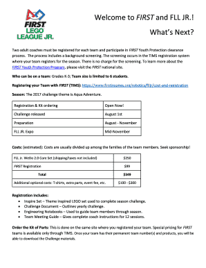 Welcome to FIRST and FLL JR