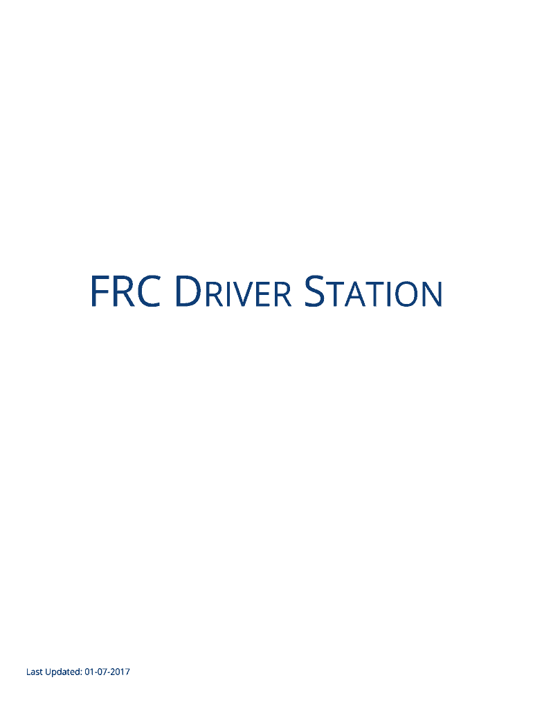 Fillable Online FRC DRIVER STATION Fax Email Print pdfFiller