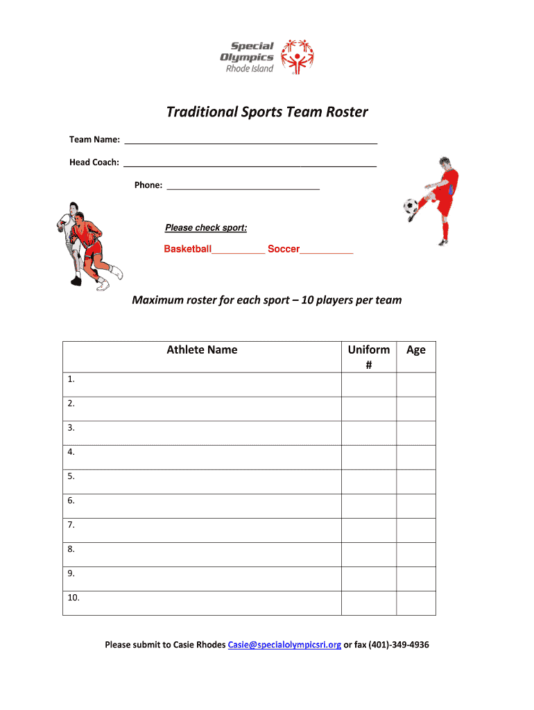 Fillable Online Traditional Sports Team Roster Fax Email Print pdfFiller