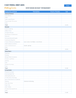 budget forms for home