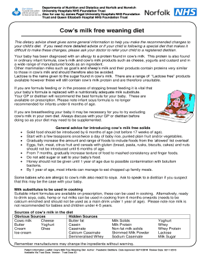 Fillable Online Cows milk free weaning diet Fax Email Print - pdfFiller