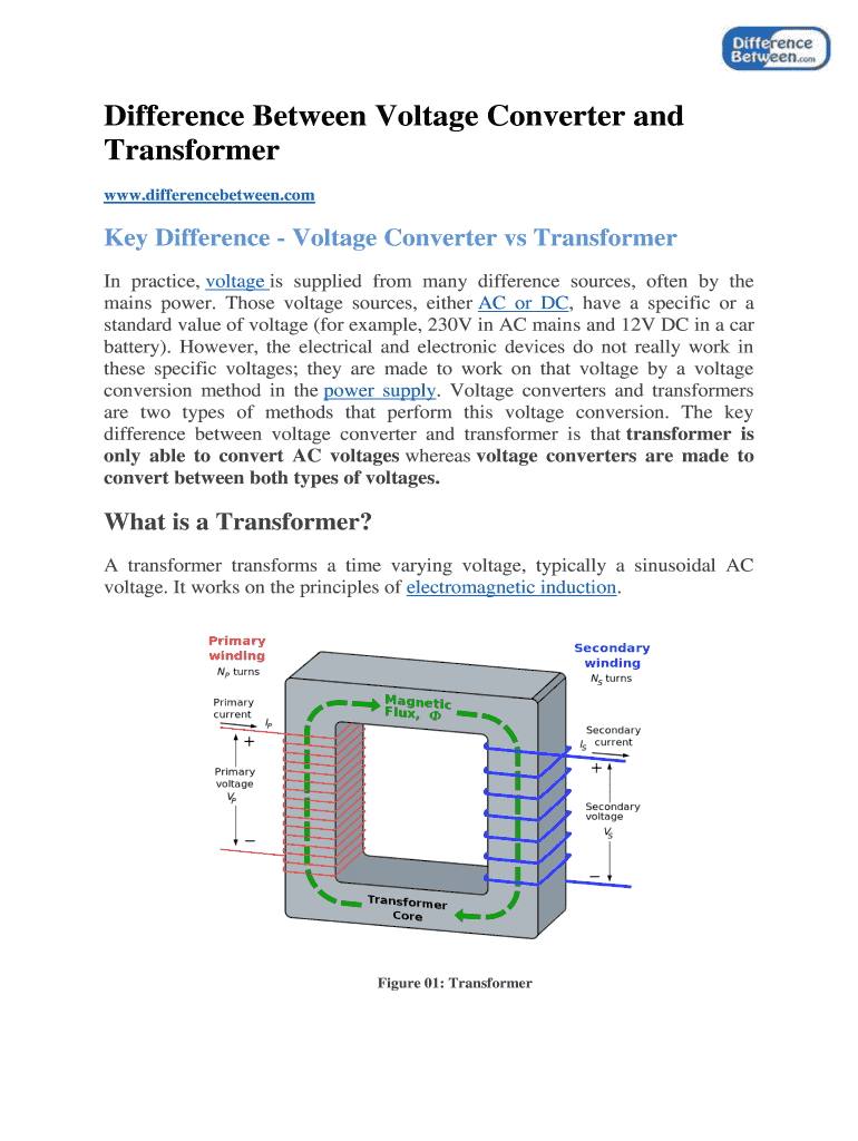 Fillable Online Difference Between Voltage Converter and Fax Email