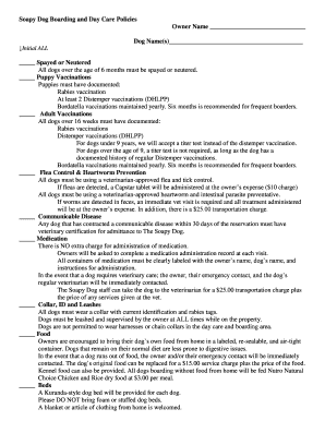 Editable dog boarding policies Forms and Document Templates Online | pet-trust-online-form.com