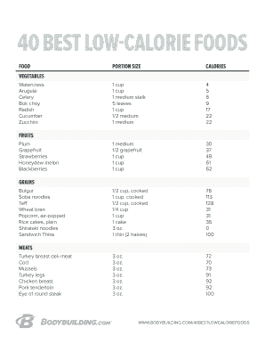 Fillable Online 40 BEST LOW-CALORIE FOODS Fax Email Print - pdfFiller