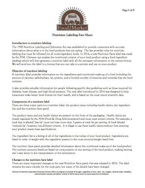 Fillable Online Nutrition Labeling Fact Sheet Fax Email Print - pdfFiller