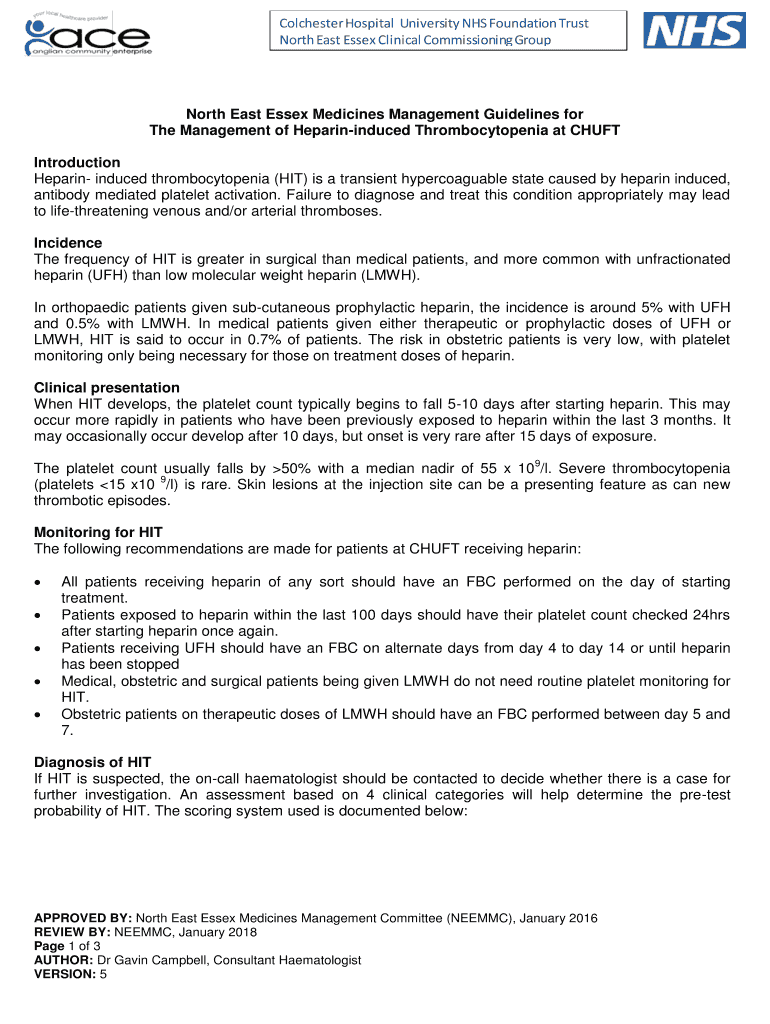 Fillable Online North East Essex Medicines Management Guidelines for