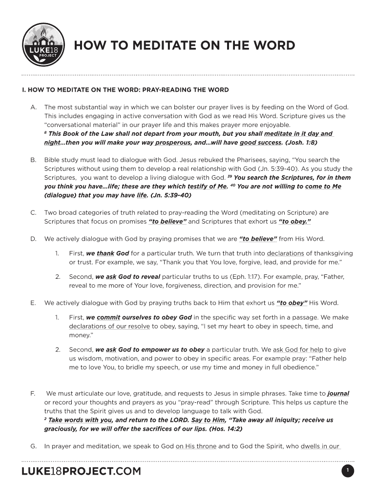 Fillable Online HOW TO MEDITATE ON THE WORD Fax Email Print - pdfFiller