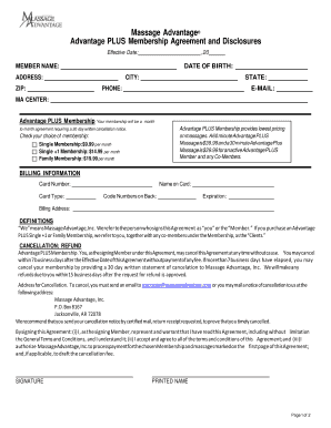 Massage Advantage Membership Agreement
