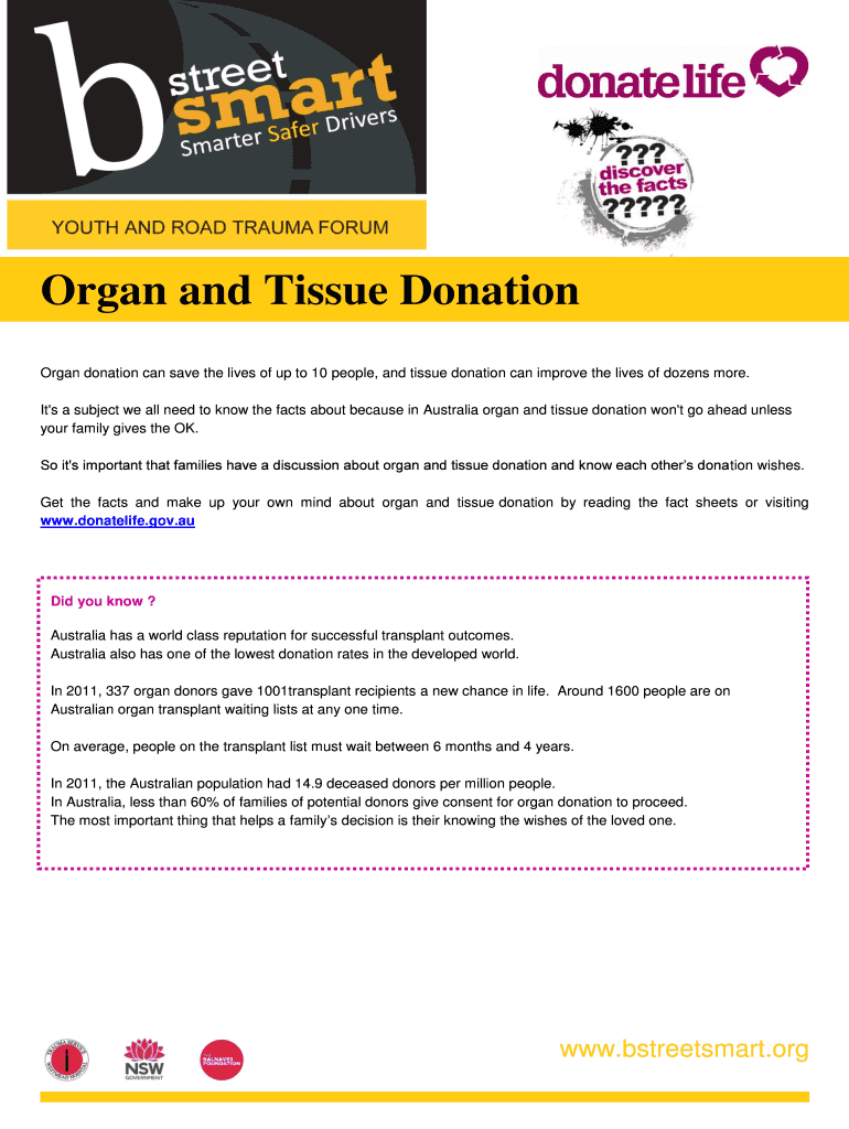 Fillable Online Organ donation can save the lives of up to 10 people ...