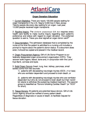 Fillable Online Organ Donation Education Fax Email Print - pdfFiller