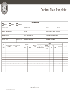 Fillable Online Control Plan Template Fax Email Print - pdfFiller