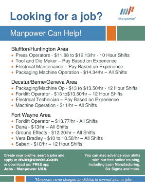 Fillable Online Manpower Can Help Fax Email Print - pdfFiller