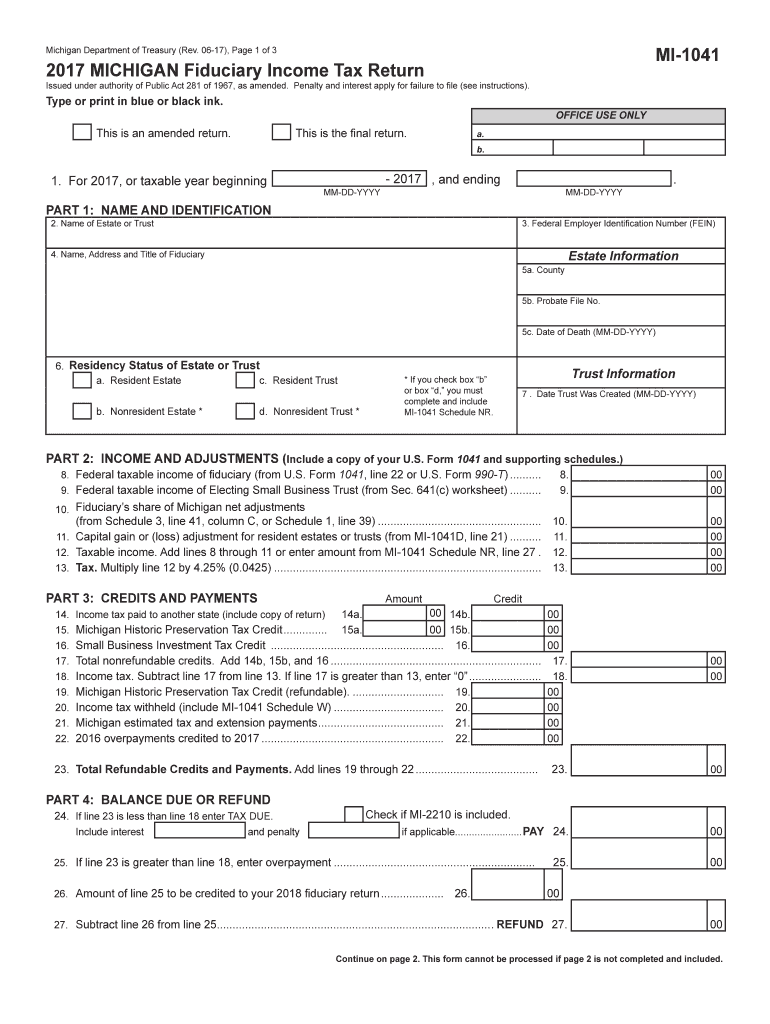 form 1041 for michigan No Download Needed Preview on Page 1