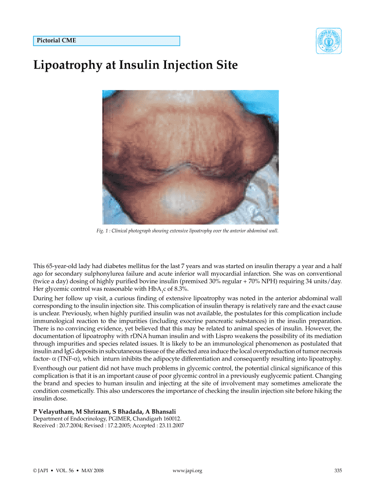 Fillable Online Lipoatrophy at Insulin Injection Site Fax Email Print