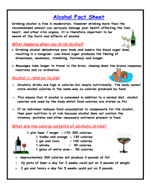 Fillable Online Alcohol Fact Sheet Fax Email Print - pdfFiller