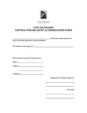 CONTRACTOR OR AGENT AUTHORIZATION FORM