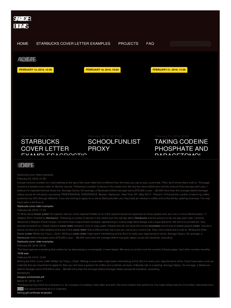 Fillable Online STARBUCKS COVER LETTER EXAMPLES Fax Email Print pdfFiller