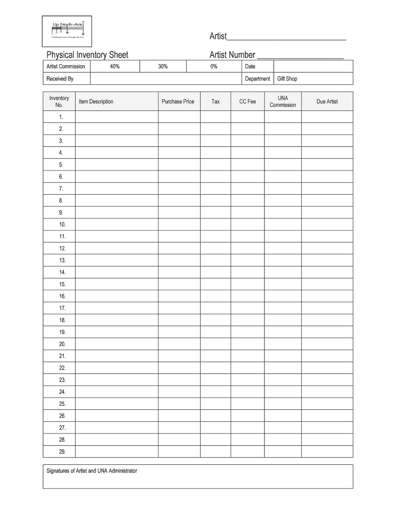 Fillable Online Physical Inventory Sheet Fax Email Print - pdfFiller