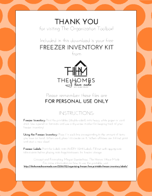 Freezer Inventory Kit