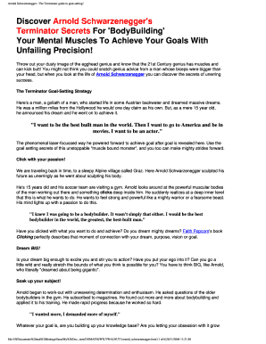 Fillable Online Arnold Schwarzenegger The Terminator Guide To Goal Setting Fax Email Print Pdffiller Fillable Online Arnold Schwarzenegger The Terminator Guide To Goal Setting Fax Email Print Pdffiller