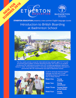 Badminton Summer Course Brochure - Etherton Education