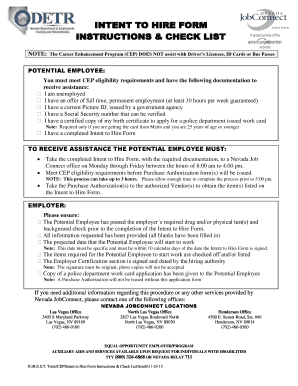 Nevada Intent to Hire Form