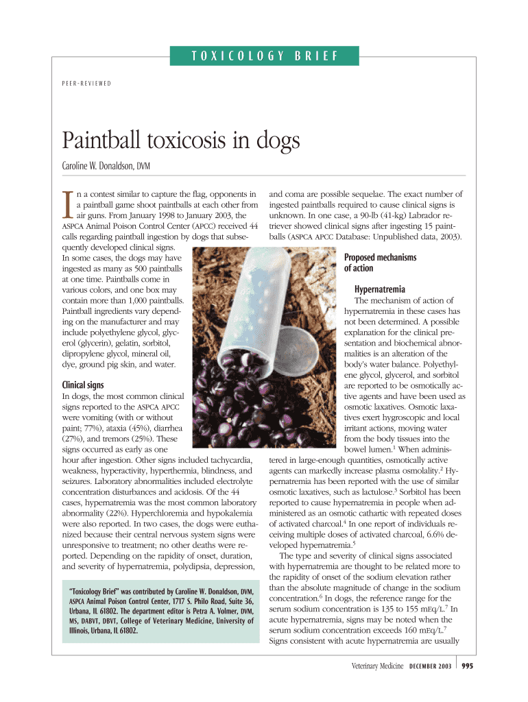 Fillable Online Paintball toxicosis in dogs Fax Email Print pdfFiller