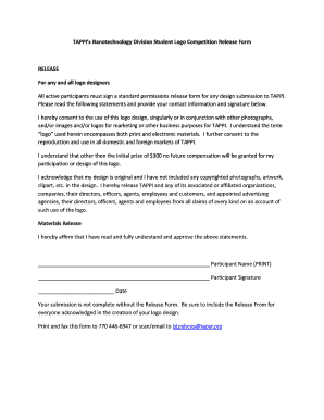 TAPPIs Nanotechnology Division Student Logo Competition Release Form