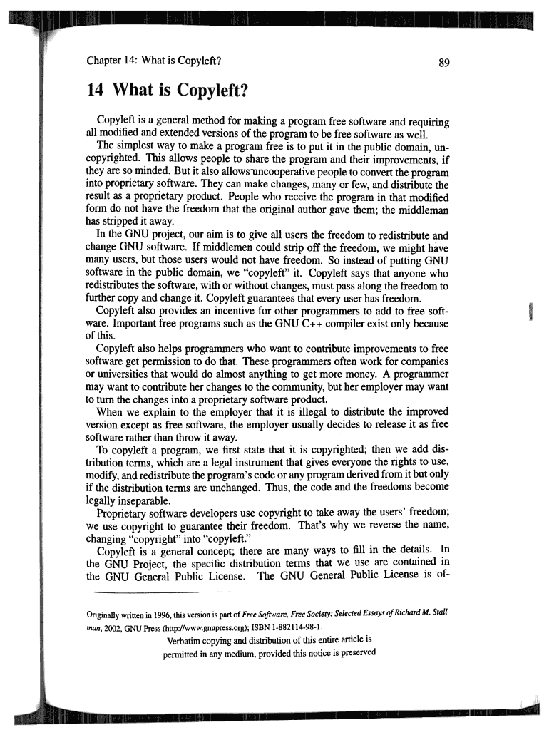 Fillable Online Chapter14 What is Copyleft Fax Email Print pdfFiller