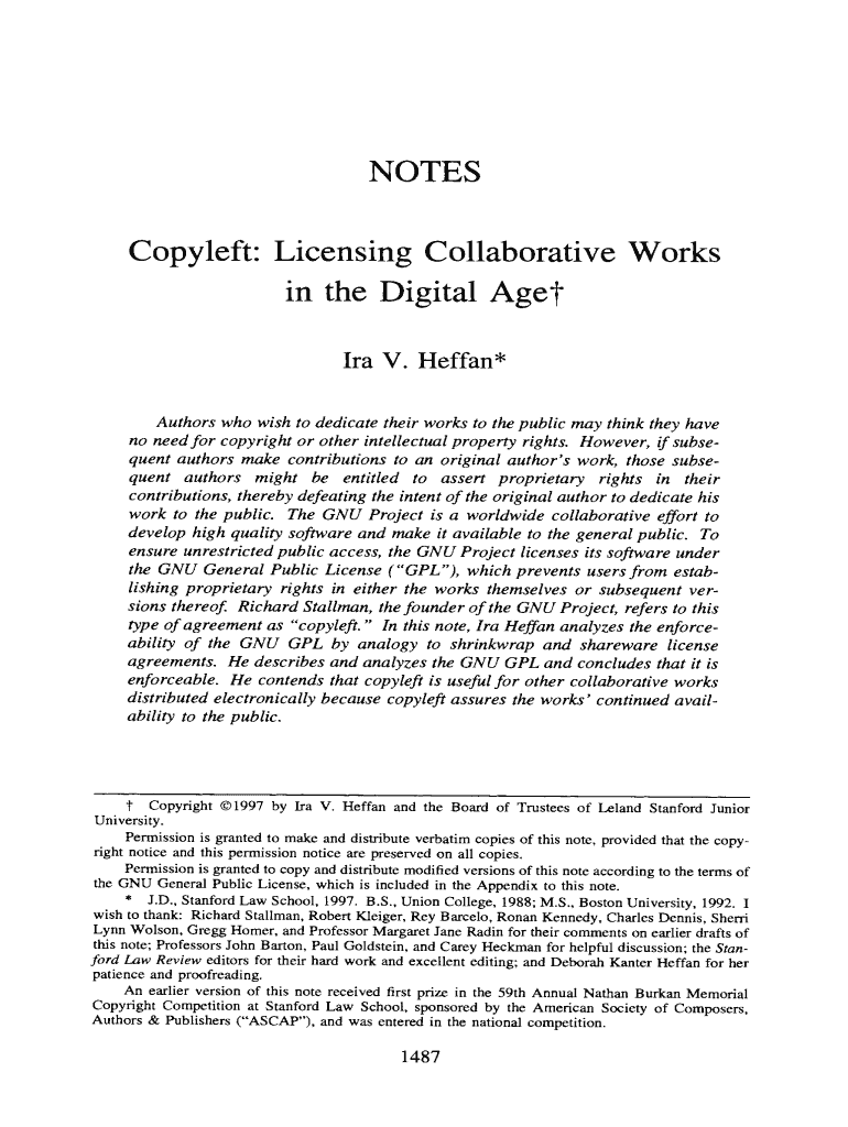 Fillable Online Copyleft Licensing CollaborativeWorks Fax Email Print