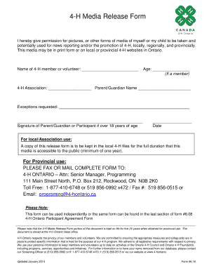 4-H Media Release Form