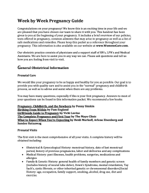 Fillable Online Week by Week Pregnancy Guide Fax Email Print - pdfFiller