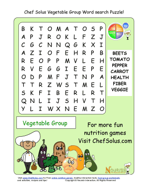 Fillable Online Chef Solus Vegetable Group Word search Puzzle Fax Email ...
