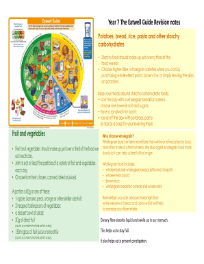 Fillable Online Year 7 The Eatwell Guide Revision notes Fax Email Print ...