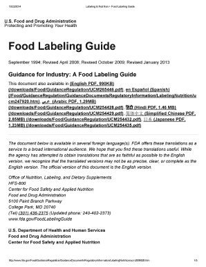 Labeling &amp; Nutrition Food Labeling Guide