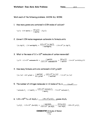 Fillable Online Worksheet: Even More Mole Problems Fax Email Print - pdfFiller fillable-online-worksheet-even-more-mole-problems-fax-email-print-pdffiller