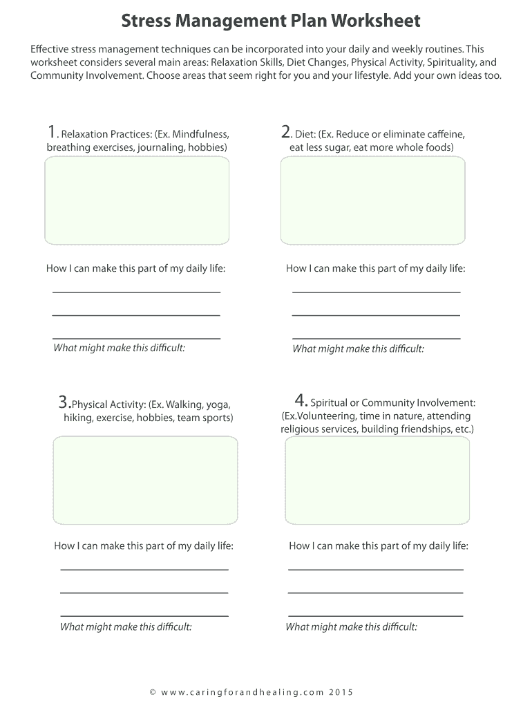 Stress Management Plan Worksheet Fill Online Printable Fillable Blank PdfFiller