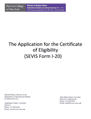 Application for Certificate of Eligibility (SEVIS Form I-20)