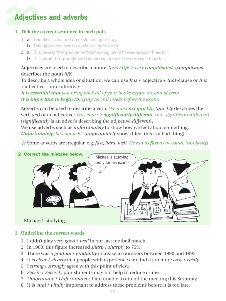 Fillable Online 1 Tick the correct sentence in each pair Fax Email ...