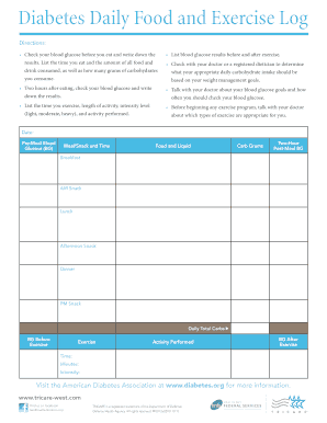 check your blood glucose before you eat and write down the fill sample exercise log