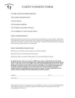 Client Consent Form for Reflexology