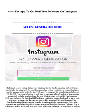 Fillable Online The App To Get Real Free Followers On Instagram